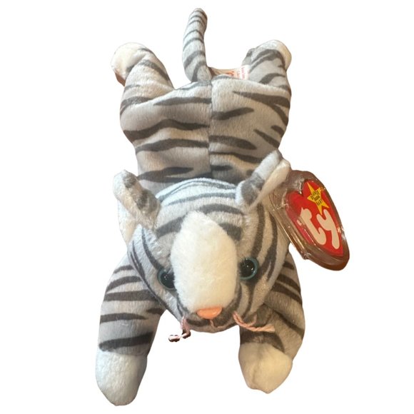 TY Beanie Baby PRANCE the Gray Tabby Cat 8” MWMTs Stuffed Toy - Picture 1 of 7